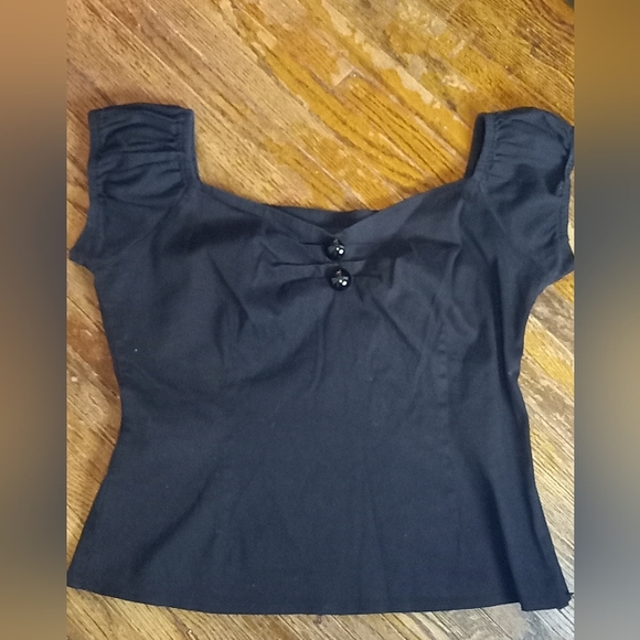 Collectif Tops - Collectif 3X Black Peasant Top